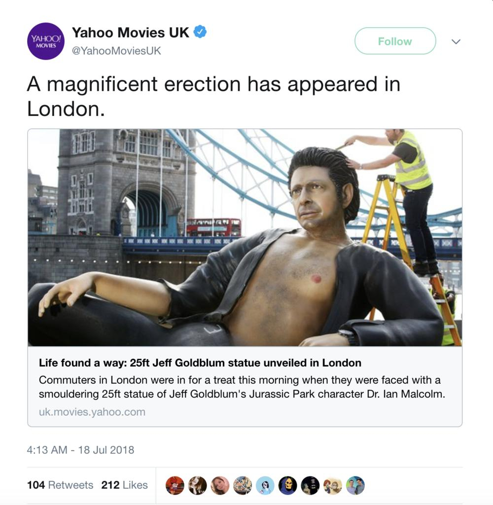 Sexy Statue of Half Naked Jeff Goldblum Now In London