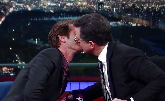 Celebrate Stephen Colbert's Birthday With His Butt Crack And Gay Kiss