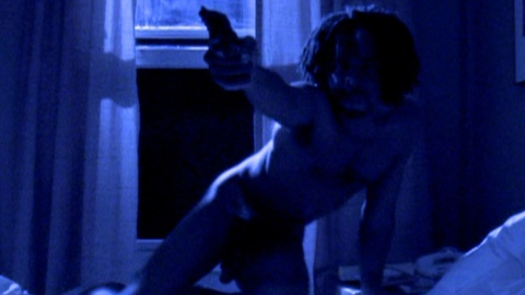 Harold Perrineau Nude in Oz. Balls, Penis, Shirtless, blue light, dark. 1390