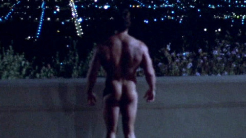 Arnold Schwarzenegger Naked as The Terminator. Butt, barefoot, muscular. 117309