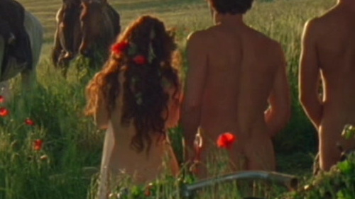 Dominic West Nude as Lysander. Shirtless, Butt, field, flowers. 1466