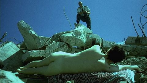John Cameron Mitchell Nude as Hedwig. Butt, Shirtless, concrete, outside. 153278