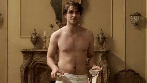 Bel Ami's Sexiest Scenes with Robert Pattinson. Shirtless, drinks, hairy chest. 7008