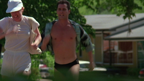 Ray Liotta in Something Wild (1986) Bathing Suit Bulge Black Speedo Open Robe 11667