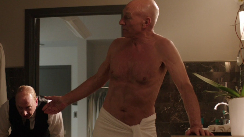Hottest Patrick Stewart Scene in Blunt Talk. Sexy, Shirtless. 41090