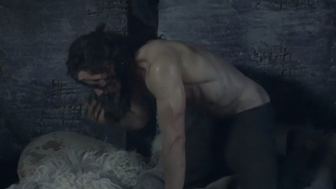 Alexander Dreymon in The Last Kingdom (2015-2022) Shirtless Bed Fur Blanket 67687