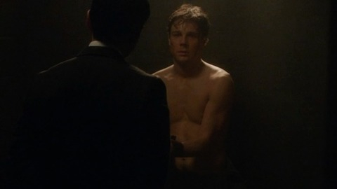Rupert Evans in The Man in the High Castle (2015-2019) Shirtless Hairless Chest Jail Cell 44534