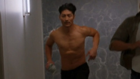 Brian Tee in Chicago Med (2015-2022) Shirtless Hallway Running 79989