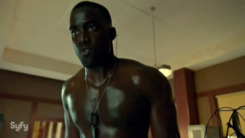 Shamier Anderson in Wynonna Earp (2016-2021) Sexy Shirtless Athletic Dog Tags 52913
