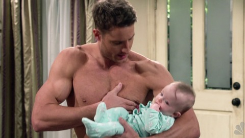 Sexiest Justin Hartley Scene in This Is Us. Shirtless, baby, blonde. 59635