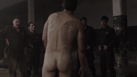 Juan Minujín Naked as Miguel Palacios a.k.a. Pastor Peña. Butt, Shirtless, dirty, guards. 168885