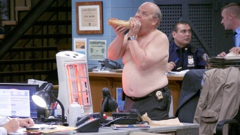 Dirk Blocker in Brooklyn Nine-Nine (2013-2021) Sexy Shirtless Cop Eating 63139
