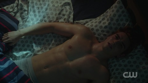 K.J. Apa in Riverdale (2017-2023) Shirtless Underwear Abs In Bed 65862