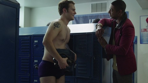 Justin Prentice in 13 Reasons Why (2017-2020) Shirtless Underwear Blue Underwear Locker Room 68256