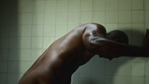 Ricky Whittle in American Gods (2017-2021) Sexy Shirtless Bald Bathroom 75941