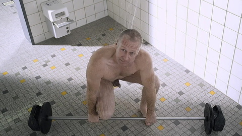 Jörg-Heinrich Benthien Naked as Armin. Balls, Penis, Shirtless, full frontal, lifting weights. 134637