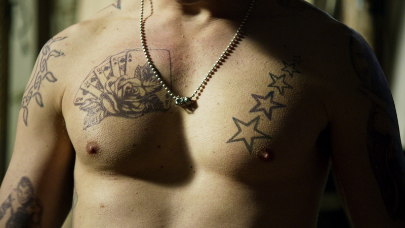 Sexiest Scenes of Aureliano Adami from Suburra: Blood on Rome. Shirtless, close up, hairless chest. 74825