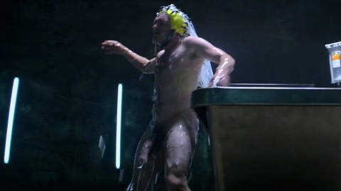 Josh Futturman from Future Man Naked. Balls, Penis, Prosthetic, Shirtless, bathtub, covered in goo. 94367