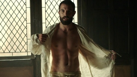 Sexiest Scenes of Landry de Lauzon from Knightfall. Shirtless, abs, beard. 77003