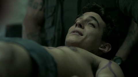 Miguel Herrán in Money Heist (2017-2021) Shirtless Drawing On Body Lying Down 77700