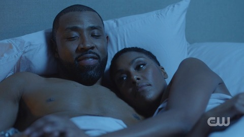 Sexiest Cress Williams Scene in Black Lightning. Sexy, Shirtless, Straight, bedroom, cuddling. 81133