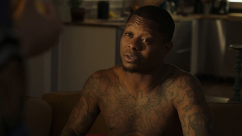 Hottest Brandon Scenes. Shirtless, black man, on couch. 79923