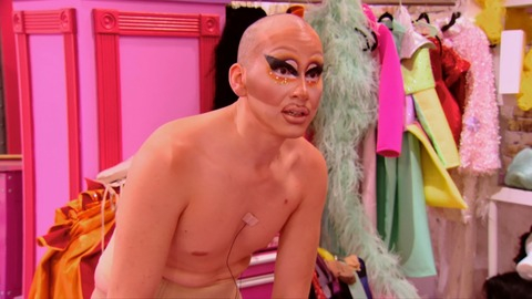 Trixie Mattel in RuPaul's Drag Race All Stars (2012-2024) Shirtless Bald Changing Room 79456