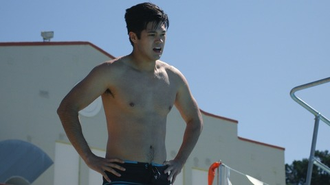 Sexiest Ross Butler Scene in 13 Reasons Why. Bathing Suit, Shirtless, sfw, swimming pool. 82213