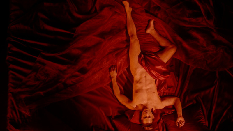 Sexiest Telly Liu Scene in Strange Angel. Sexy, Shirtless, overhead shot, red sheets. 82765