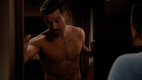 Sexiest Eddie Cibrian Scene in Take Two. Shirtless, answering door, doorway. 82975