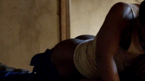 Bongile Mantsai Nude as Vija. Butt, Gay, dark room, on the floor. 89324