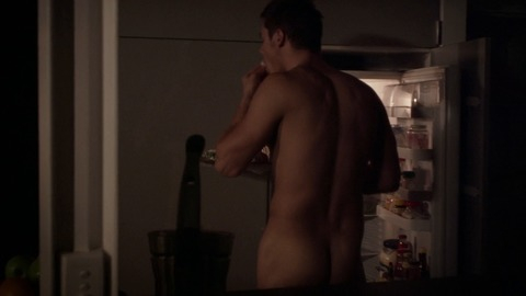Jay Ryan Nude in Offspring. Butt, Shirtless, back towards camera, eating. 84436