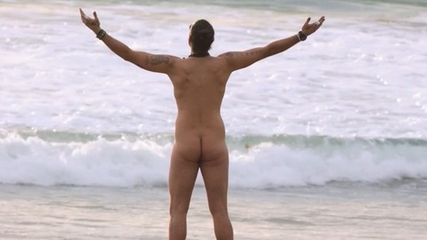 Russell Brand Nude as Lance Klians. Butt, Shirtless, arms in the air, back towards camera. 84632