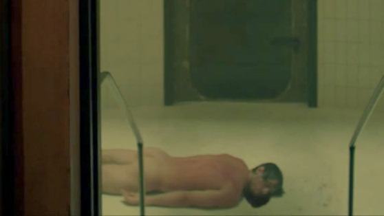 Chad James Buchanan Nude as Stu. Butt, blood, dark room. 85658