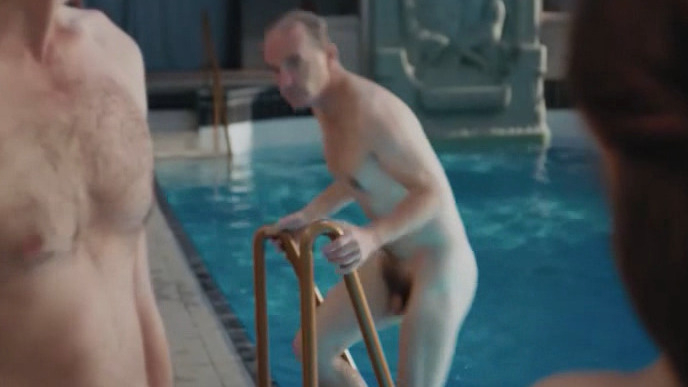 Gerhard Roiß Naked in Clash of Futures. Shirtless, Penis, balding, climbing ladder. 85897