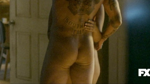 Clayton Cardenas Nude as Angel Reyes. Butt, Shirtless, beard, beard and mustache. 150638