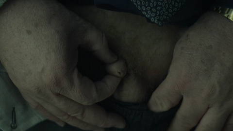 Luc Schwarz Nude as Sergeant Guy-Paul Poullian. Penis, Prosthetic, bathroom, close up. 88796