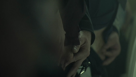 Samir Harrag Nude as Detective Stroughs. Penis, Prosthetic, bathroom, close up. 88784