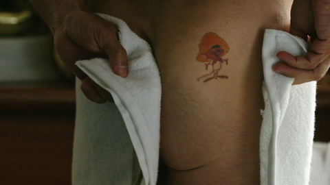 Eugenio Derbez Nude as Leonardo. Butt, butt tatoo, close up. 91316