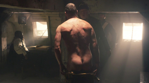 Dominic West Nude as Jean Valjean. Butt, dark room, scars on back. 93470