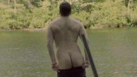 Dan Gregory Naked as George. Butt, day time, pants around ankles. 95469