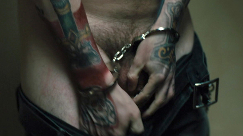 Nudes of Bryon Widner from Skin. Balls, Penis, hairy crotch, hand covering penis. 114966