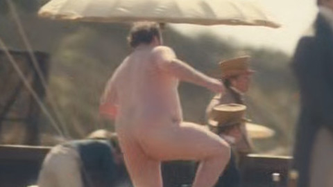 Turlough Convery Naked as Arthur Parker. Butt, beach, brown hair. 113523