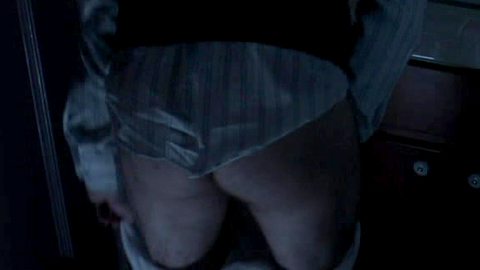 Austin Hébert Naked as Young Jim Sullivan. Butt, Underwear, bathroom, bending over. 122517