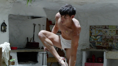 César Vicente Naked as Eduardo. Balls, Shirtless, Underwear, flowers, hispanic. 122793