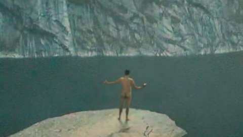 Gísli Örn Garðarsson Naked as Vidar. Butt, Shirtless, cliff, distant. 123459
