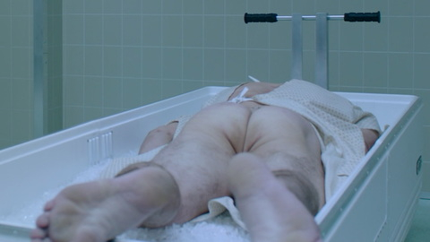 Robbie Amell Naked as Nathan Brown. Body Double, Butt, face down, hospital gown. 196761