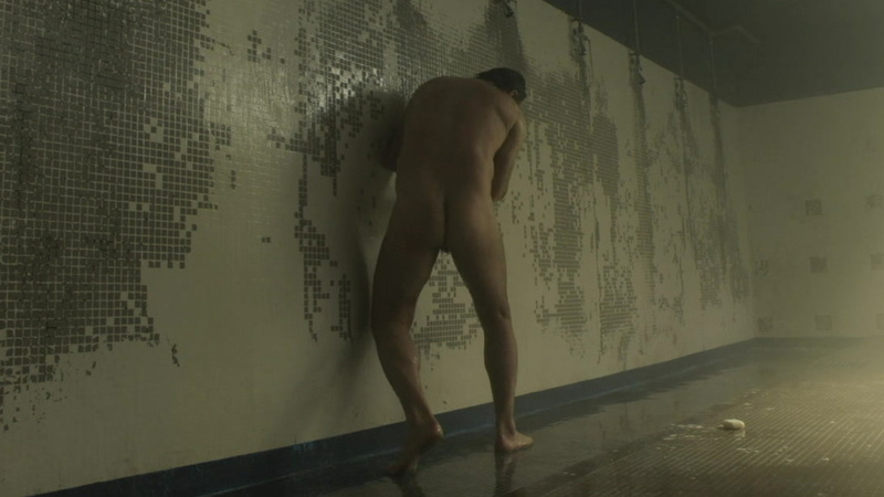Nudes of Alain Delambre from Inhuman Resources. Balls, Butt, Shirtless, backsack, prison shower. 131484