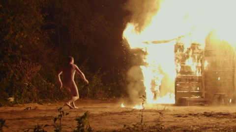Komisarz Michał Trela from Signs Naked. Butt, Shirtless, far away, fire. 140519