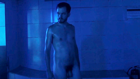 Santiago Rodríguez-Costabal Nude as Vicente / Borja as an adult. Balls, Penis, Shirtless, bath house, blue light. 141038